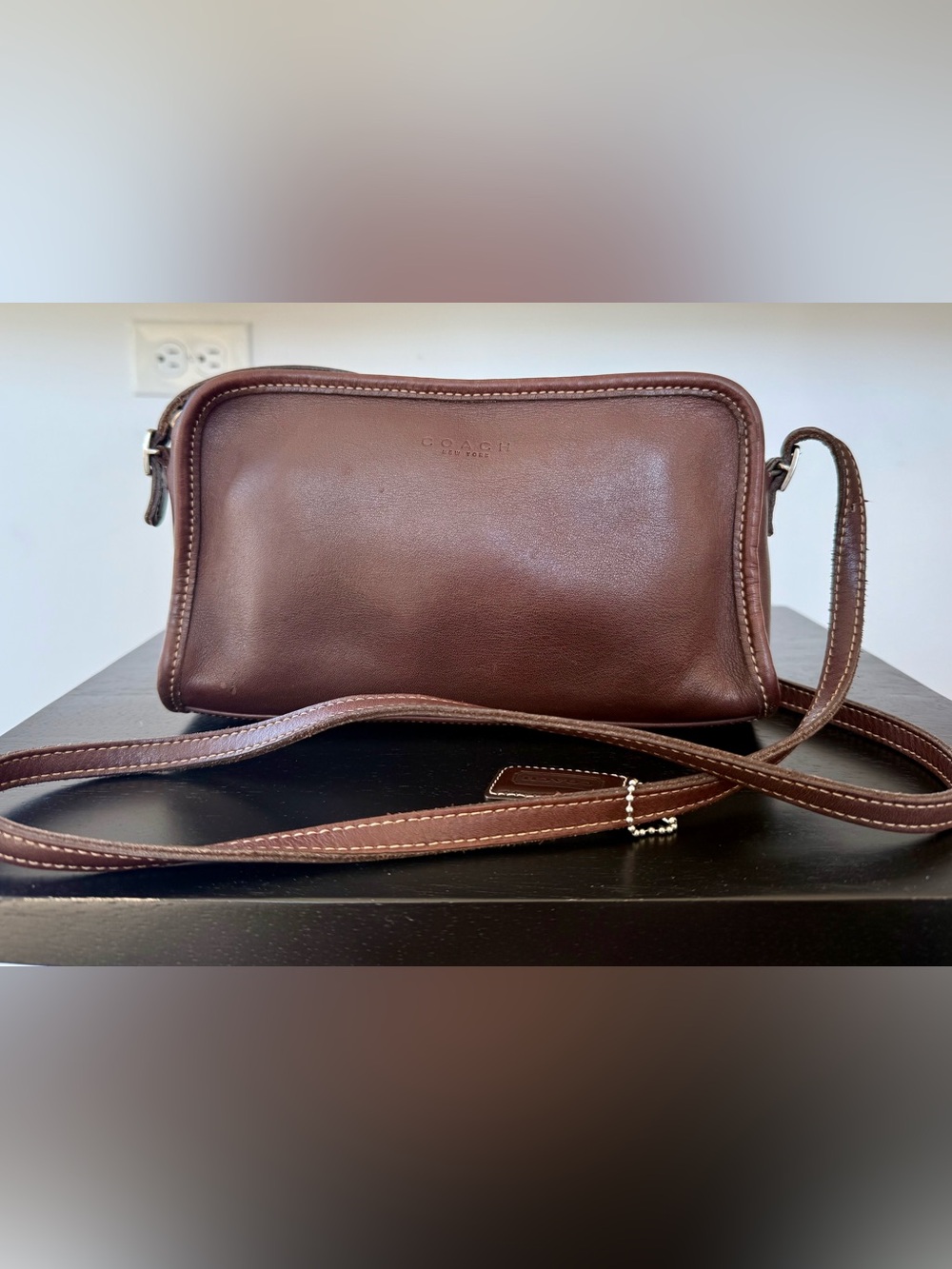 Coach Vintage Brown Leather Mimosa 9138 Crossbody Shoulder Bag USA
